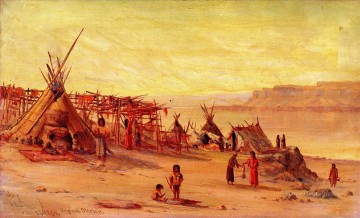 Campamento indio James Everett Stuart xx cerca de Celilo Pinturas al óleo